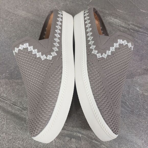 Earth Origins Shoes 8 Medium Embroidered Knit Slip On Mules Zilly Granite - Picture 6 of 12